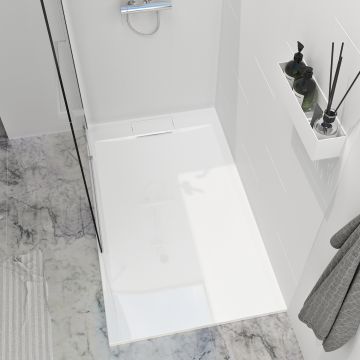 Base de douche Liss 60 x 32 po blanc lustré bride non installée en blanc lustré
