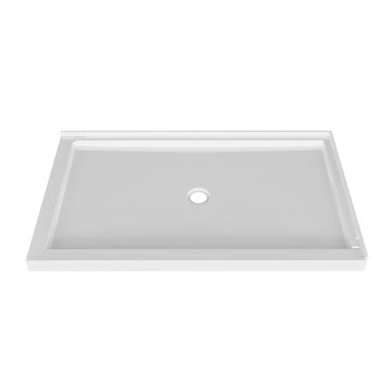 Base de douche Sans cache drain 60 x 36 po blanc lustré en coin mur à droite en blanc lustré
