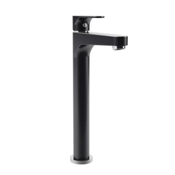 Grand robinet pour lavabo monotrou Kontour Noir et chrome