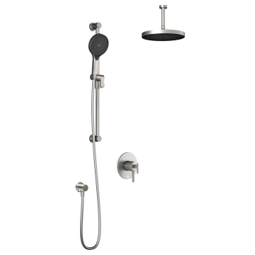 Plus - RoundOne TCD1 Ensemble de douche - Bras vertical - Nickel pur PVS