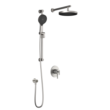 Plus - RoundOne TCD1 Ensemble de douche (sans valve) - Bras mural - Nickel pur PVS