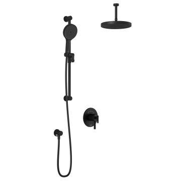 Plus - RoundOne TCD1 Ensemble de douche (sans valve) - Bras vertical - Noir mat