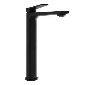 Grand robinet de lavabo monotrou sans drain Moroka Noir mat
