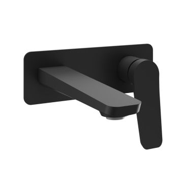 Robinet de lavabo mural avec drain Moroka Noir mat
