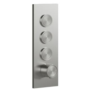 Valve thermostatique Accent 1/2 po avec sélecteur intégré 3 voies et finition carrée avec boutons-poussoirs Nickel pur PVS