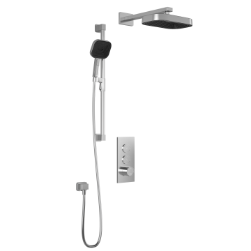 Premia - SquareOne TB2 Ensemble de douche avec valve à boutons-poussoirs - Bras mural - Chrome