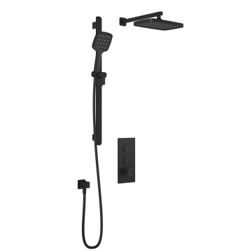 Plus - SquareOne TB2 Ensemble de douche avec valve à boutons-poussoirs - Bras mural - Noir mat