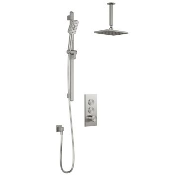TB2 Ensemble de douche thermostatique avec valve à boutons-poussoirs Kareo 60 po Nickel pur PVS
