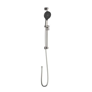 Ensemble douchette à main 3 fonctions avec rail et boyau en PVC de Moroka Plus 60 po Nickel pur PVS