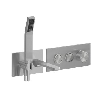 Robinet mural pour baignoire à boutons-poussoirs Kareo 1/2 po Nickel pur PVS