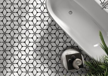 Carreau de porcelaine Corola Noir mat 8 x 9.6 po - 20 x 24cm ( He x agone )