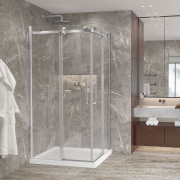 Porte de douche 42 po x Bellini 2.0 42 po chrome ouverture en coin