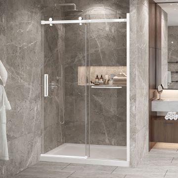Porte de douche Bellini 2.0 54 po en alcôve blanc mat