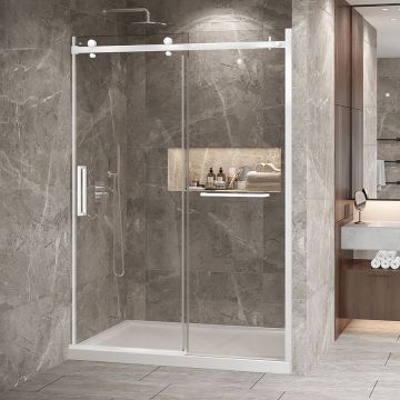 Porte de douche Bellini 2.0 60 po en alcôve blanc mat