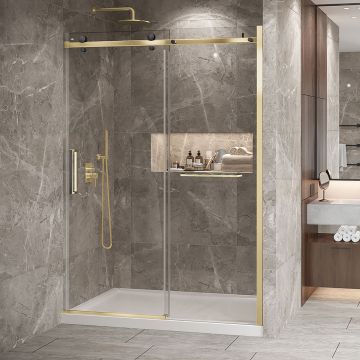 Porte de douche Bellini 2.0 60 po en alcôve or brossé en or brossé