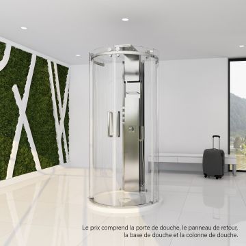 Porte de douche Bellini autoportante ronde 42 po x 42 po Chrome