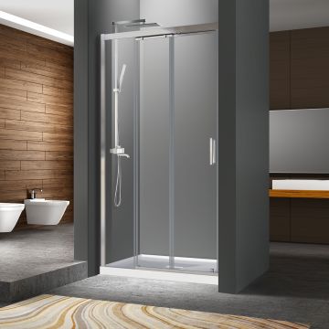 Porte de douche Caldara 42 po en alcôve Chrome