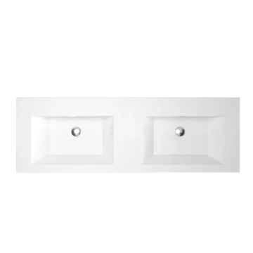 Dessus vanité double Plata 60" Polymarbre blanc