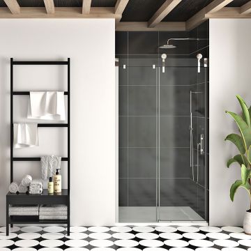 Porte de douche Infinite 48 po en alcôve Chrome