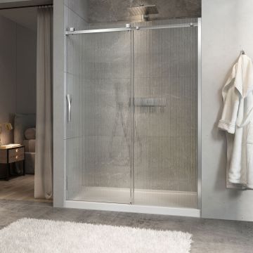 Porte de douche Minia 60 po en alcôve chrome porte à gauche en chrome et verre flûte