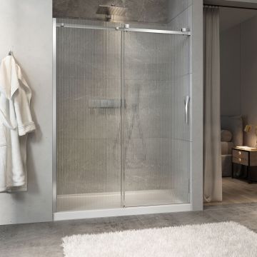 Porte de douche Minia 60 po en alcôve chrome porte à droite en chrome et verre flûte