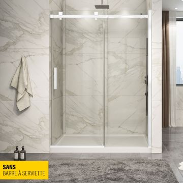 Porte de douche Piazza 60 po en alcôve blanc mat