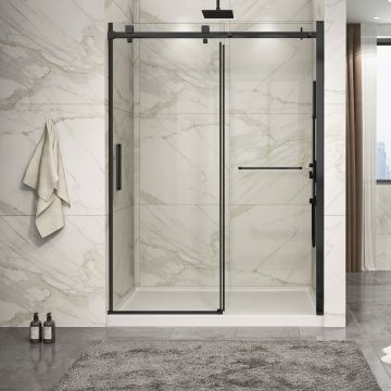 Porte de douche Piazza 2.0 60 po en alcôve noir mat