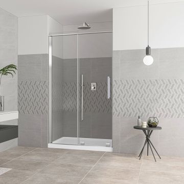 Porte de douche Quadro 48 po en alcôve Chrome