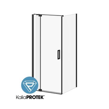 Porte de douche à pivot Distink 36 po x 77 po avec panneau de retour 36 po Noir mat