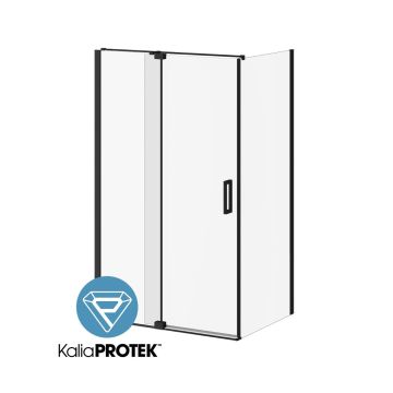 Porte de douche à pivot Distink 48 po x 77 po avec panneau de retour 36 po Noir mat