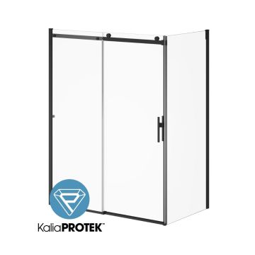 Porte de douche coulissante Koncept Evo 60 po x 77 po avec panneau de retour 36 po Noir mat