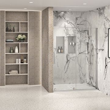 Porte de douche Slim 60 po en alcôve Chrome