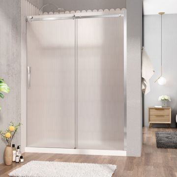 Porte de douche Vaia 60 po en alcôve chrome porte à gauche en chrome et verre flûte