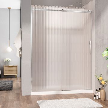 Porte de douche Vaia 60 po en alcôve chrome porte à droite en chrome et verre flûte