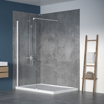 Écran de douche Walk-in 36 po blanc mat en alcôve