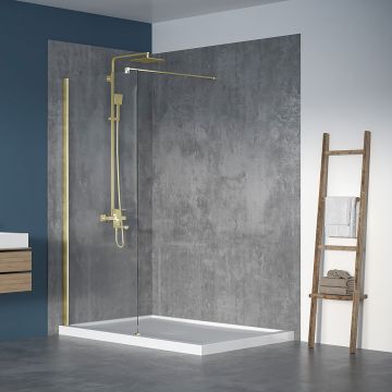 Écran de douche Walk-in 36 po or brossé en alcôve en or brossé