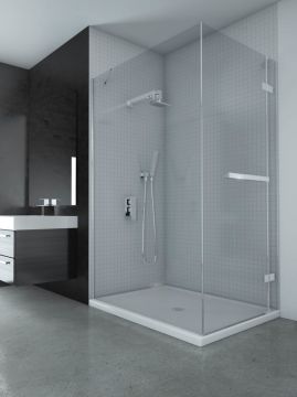 Porte de douche en alcôve California FP À Pivots Façade 34 po Retour 32 po