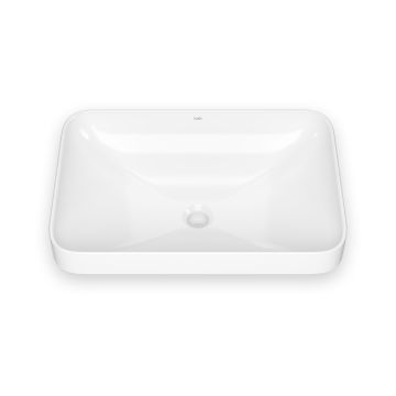 Lavabo rectangulaire avec cuve au design incurvé en porcelaine vitrifiée Kosla