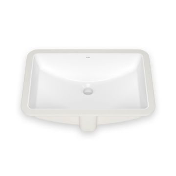 Lavabo rectangulaire avec cuve au design incurvé en porcelaine vitrifiée Ceska