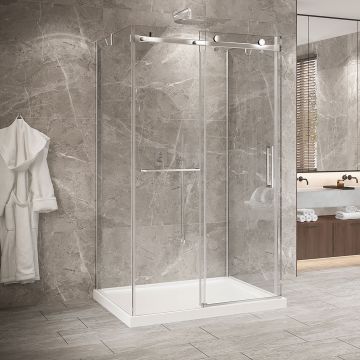 Porte de douche 48 po x Bellini 2.0 42 po chrome sur mur