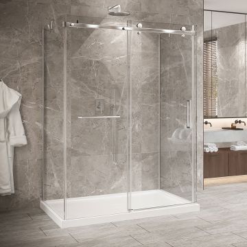 Porte de douche 60 po x Bellini 2.0 42 po chrome sur mur