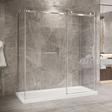 Porte de douche 72 po x Bellini 2.0 36 po chrome sur mur