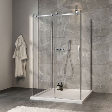 Porte de douche 48 po x Minia 42 po chrome sur mur