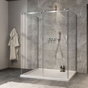 Porte de douche 60 po x Minia 42 po chrome sur mur