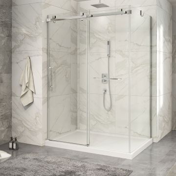 Porte de douche 60 po x Piazza 2.0 36 po en coin chrome fermeture sur mur mur à gauche porte à gauche