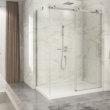 Porte de douche 60 po x Piazza 2.0 36 po en coin chrome fermeture sur mur mur à droite