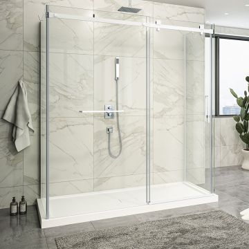 Porte de douche 72 po x Piazza 2.0 32 po blanc mat sur mur