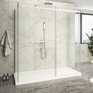 Porte de douche 72 po x Piazza 2.0 42 po blanc mat sur mur