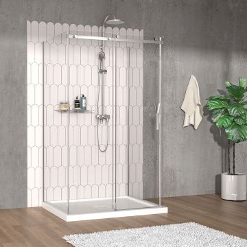 Porte de douche 48 po x Vaia 36 po chrome sur mur
