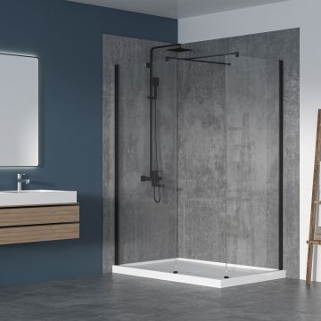 Écran de douche 36 po x Walk-in 36 po noir mat en coin